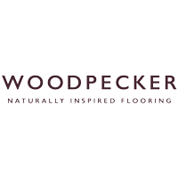 Woodpecker flooring logo with 'naturally inspired flooring' byline