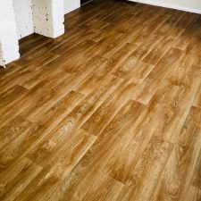 View of a wood effect vinyl flooring which was fitted over a mixed of latest screeded floors and ply boarding by Sargeant Carpets