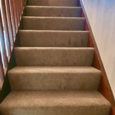 View of stairs fitted with Westex Carpets Ultima Major carpet in Cinnamon by Sargeant Carpets