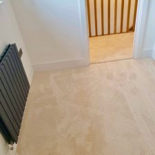 View of a room fitted with thick polyester saxony pile carpet, in Somerset Ash from Cormar Carpets