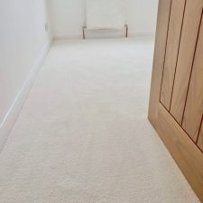 View into a room fitted with Polypropylene twist pile carpet, 50oz quality, bleach cleanable yarn 