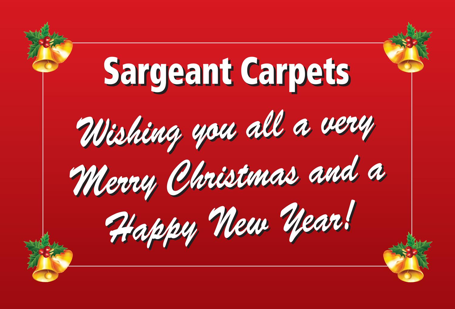 A Christmas message on a red background from Craig Sargeant at Sargeant Carpets in Bognor Regis