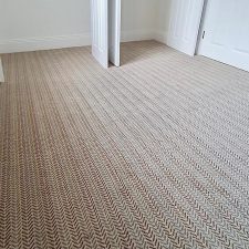 Bedroom Axminster carpet with herringbone design in neutral colours