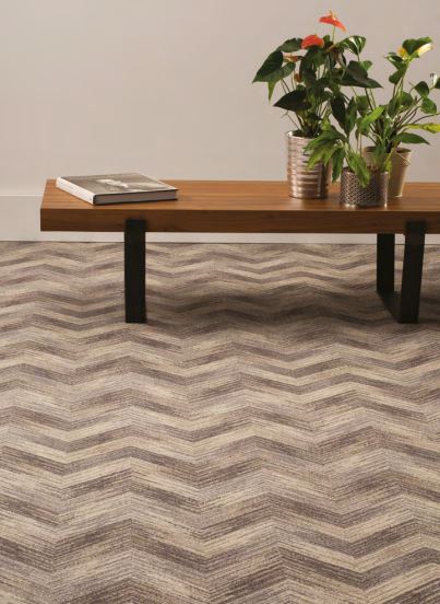 A zigzag carpet in a living room from the Reverb range by Ulster Carpets