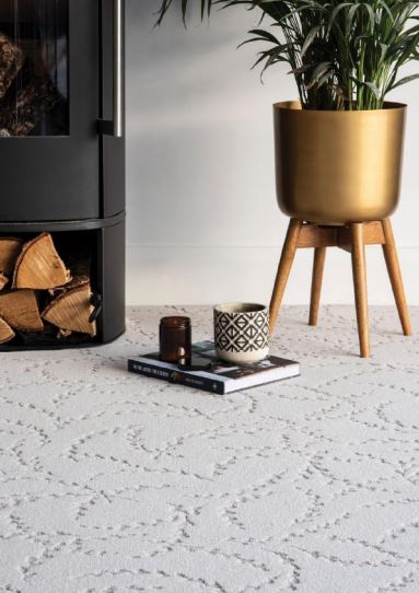 Grey patterned carpet from the Oska range by Ulster Carpets