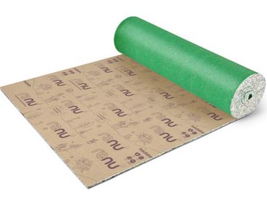 A roll of Renu underlay showing the paper backing and film top layer.